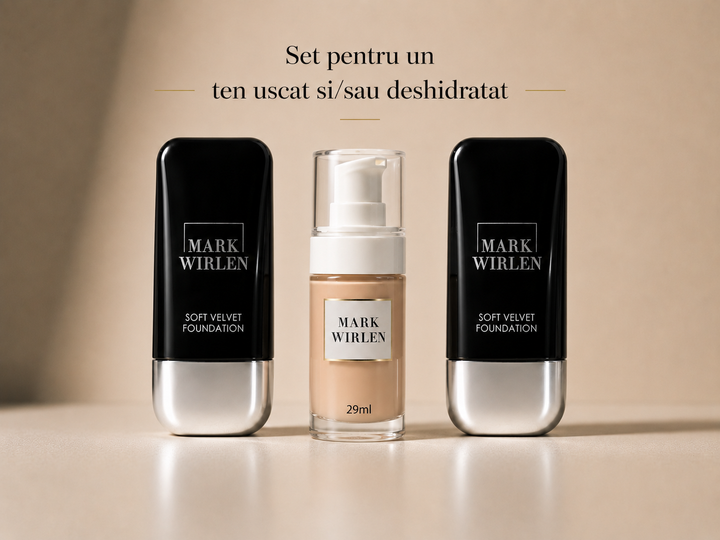 Set cu baza de machiaj Hydra Glow si fond de ten Soft Velvet Mark Wirlen