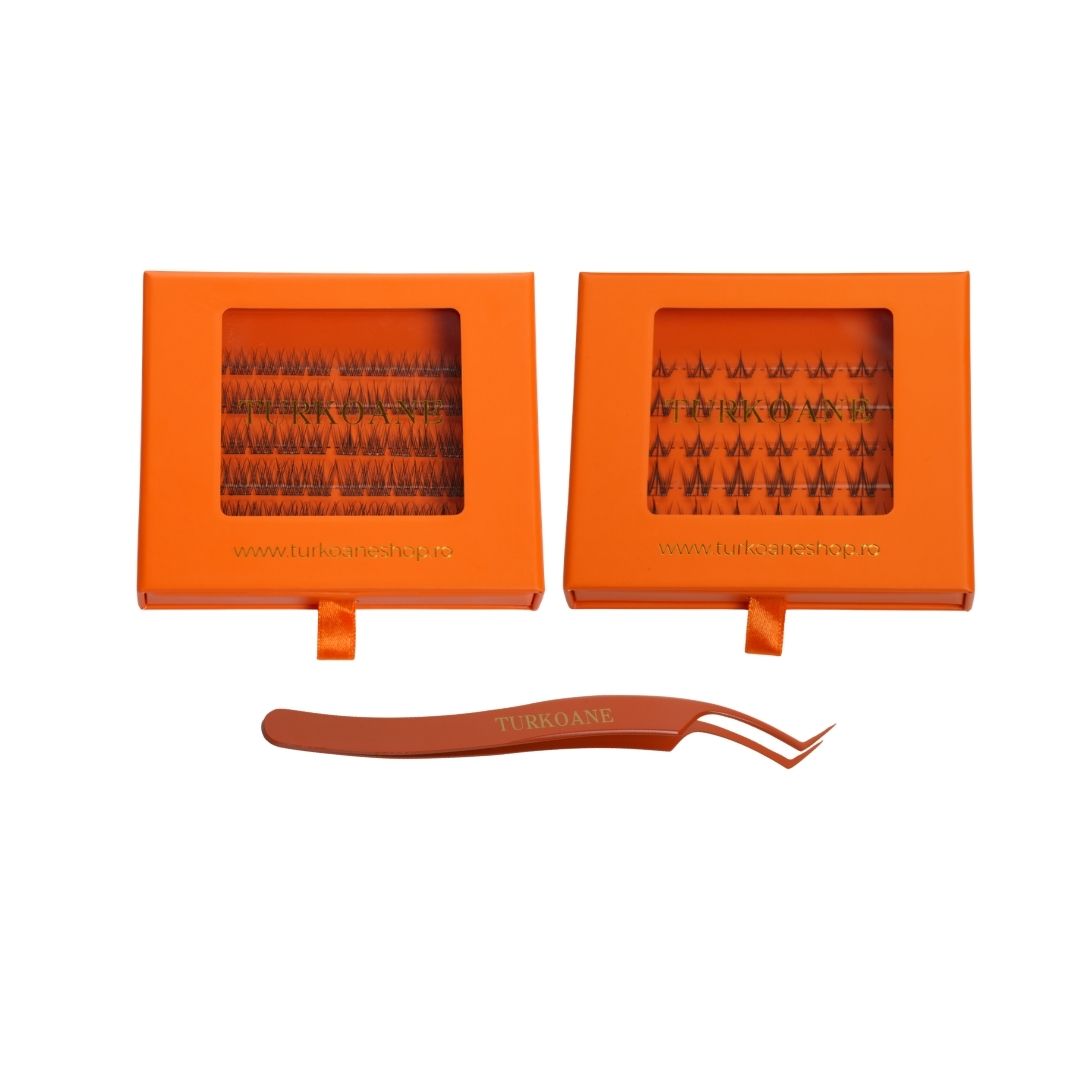 Set Duo gene false smocuri autoadezive Insta Lash Turkoane Natural, Queen si penseta pentru aplicarea genelor