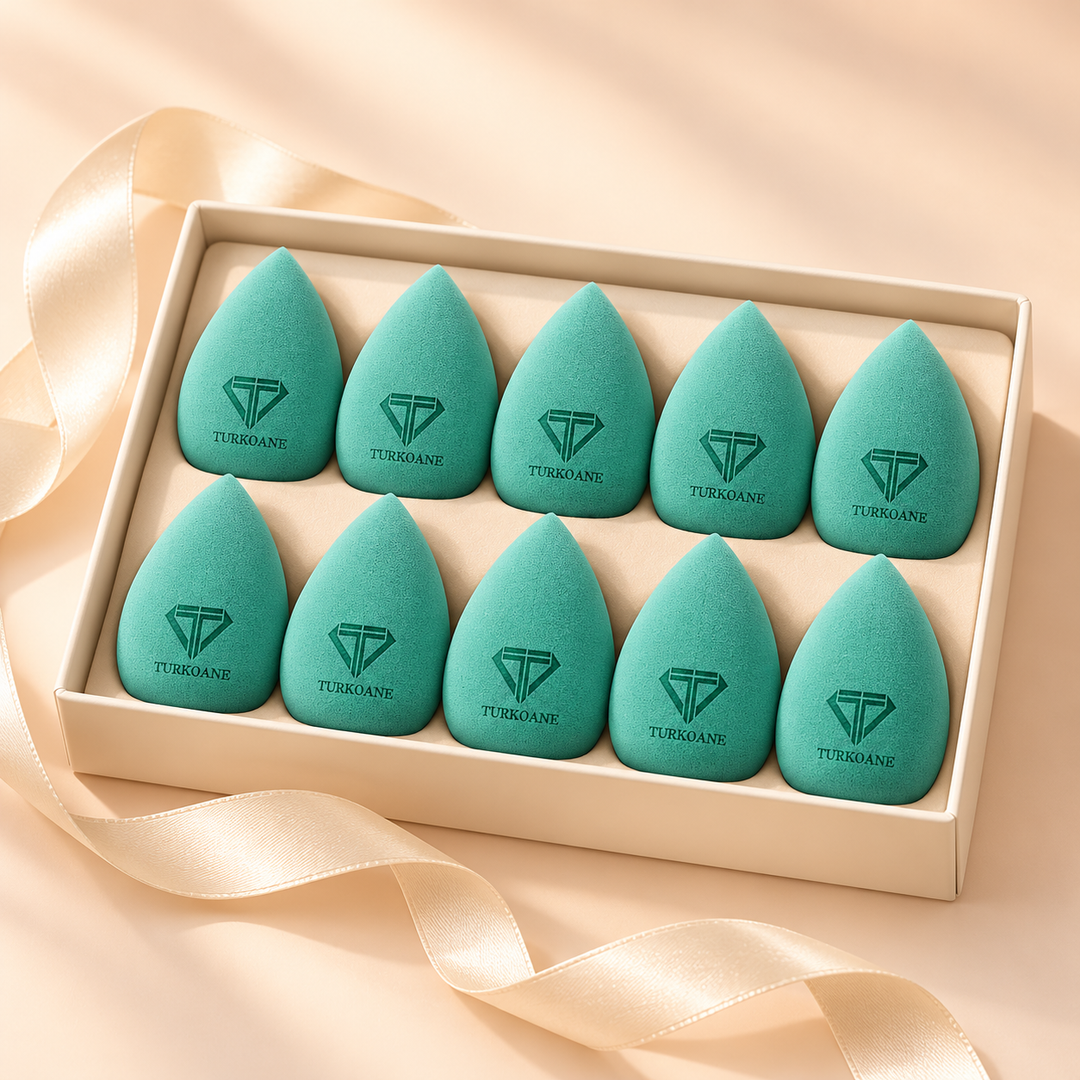 Pachet 10 bureti de machiaj Green Beauty Blender Turkoane